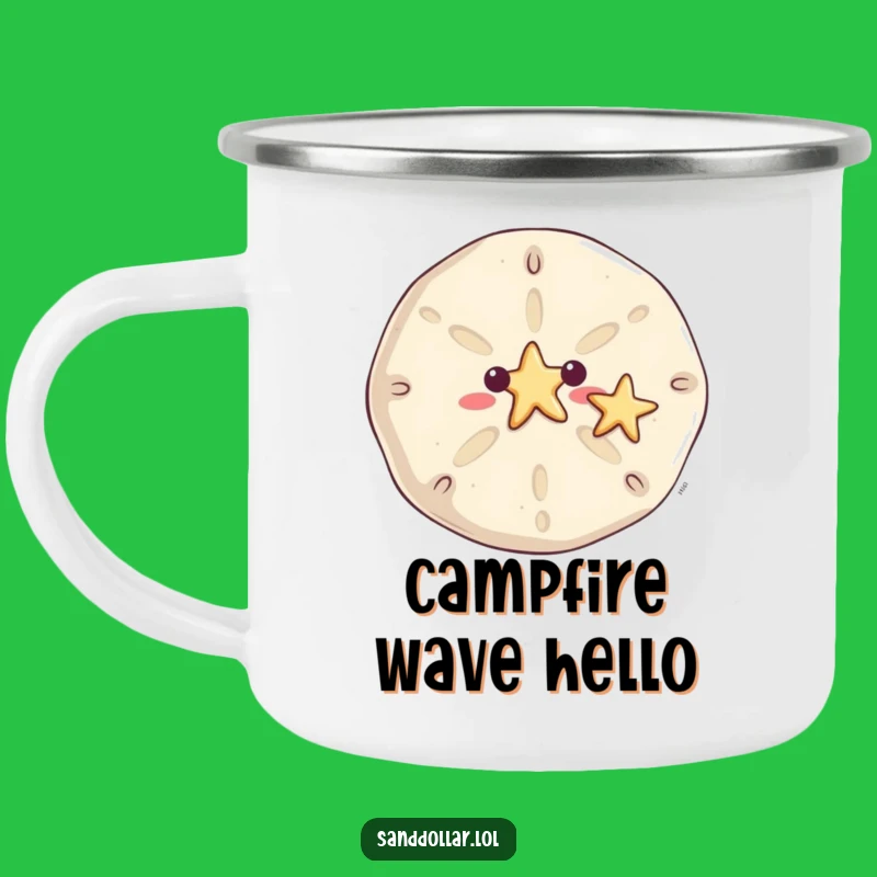 Funny Waving Sand Dollar Camping Mug - Outdoor Greeting Humor Gift