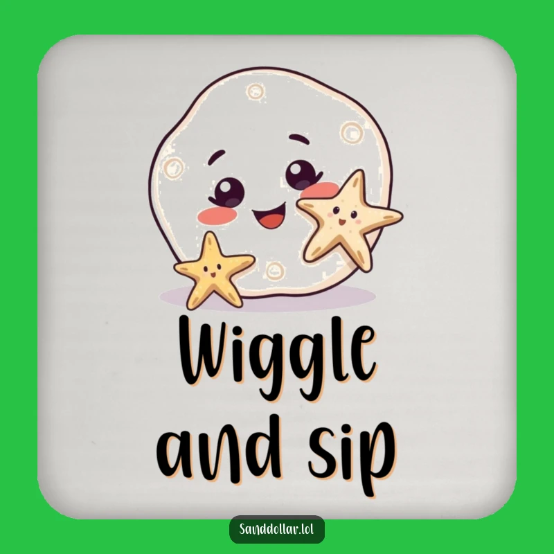 Funny Sand Dollar Smile Drink Coaster: Curious Protection, Humorous Ocean Decor Gift