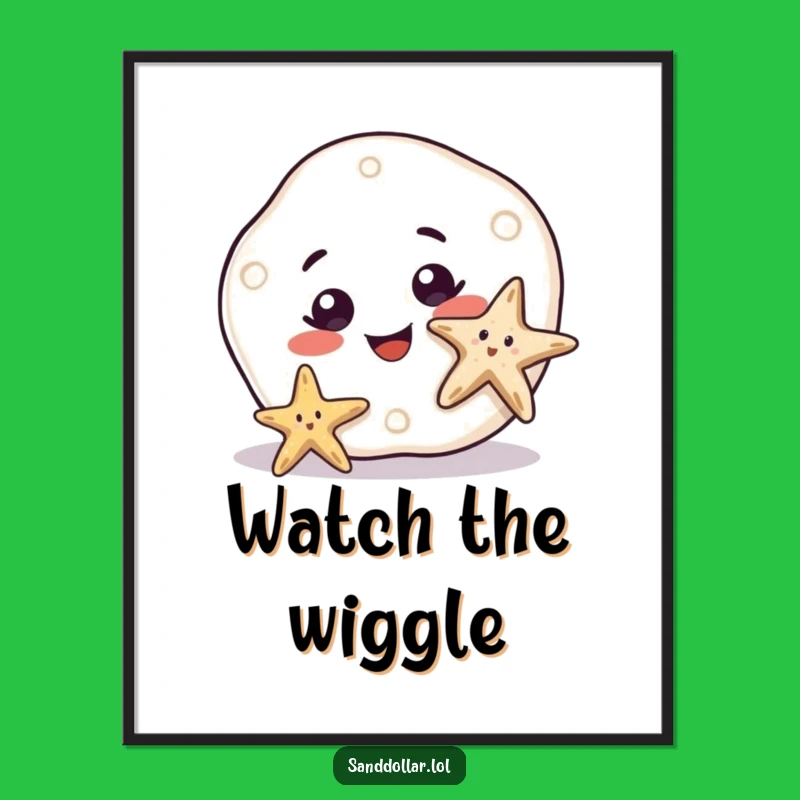 Funny Sand Dollar Smile Poster: Curious Ocean Art, Charming Humorous Wall Decor Gift