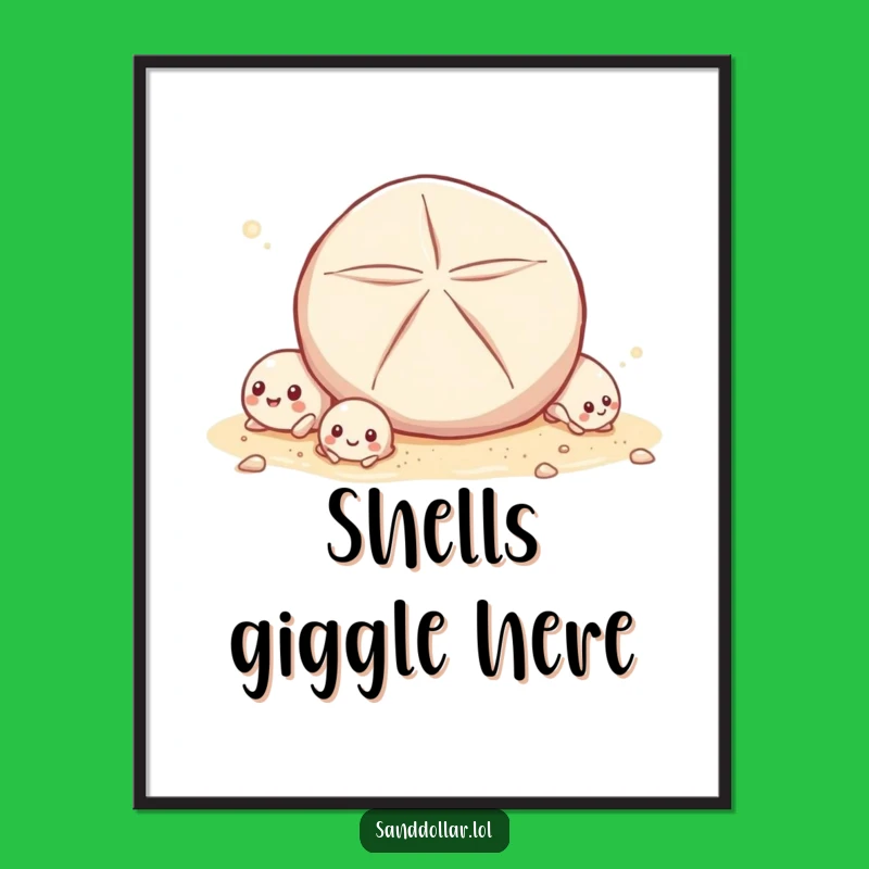 Funny Shell Giggle Poster: Joyful Beach Art, Charming Humorous Wall Decor Gift