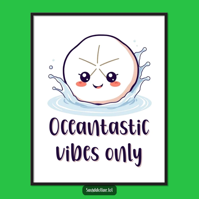 Free Printable Wall Art: Splashing Sand Dollar for Humorous Beachy Downloadable Decor