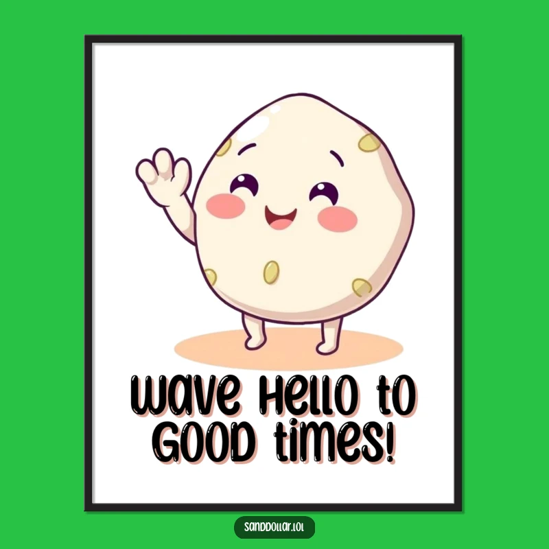 Funny Free Printable Wall Art: Waving Sand Dollar - Downloadable Quirky Art Gift