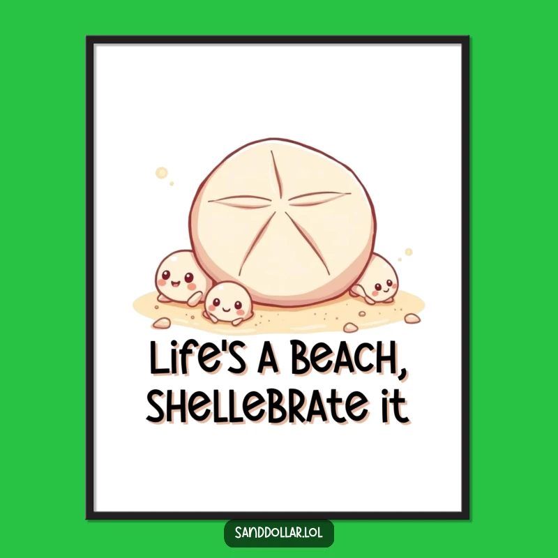 Funny Free Printable Wall Art: Giggling Shells, Rolling Sand Dollar, Downloadable